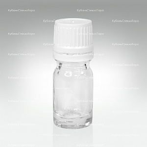 Флакон для капель 0,005 л (18) прозрачное стекло с белой винтовой крышкой КПВ оптом и по оптовым ценам в Казани