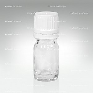 Флакон для капель 0,005 л (18) прозрачное стекло с белой винтовой крышкой КПВ оптом и по оптовым ценам в Казани